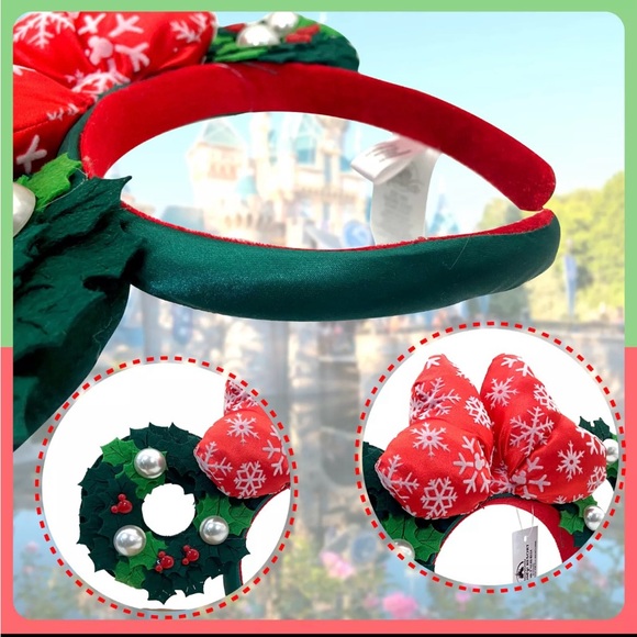 NEW 2023 Disney Shanghai Park exclusive Minnie Christmas Ears ** MINOR DAMAGE ** - Picture 3 of 10